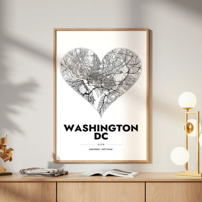 Washington DC Heart Map Poster