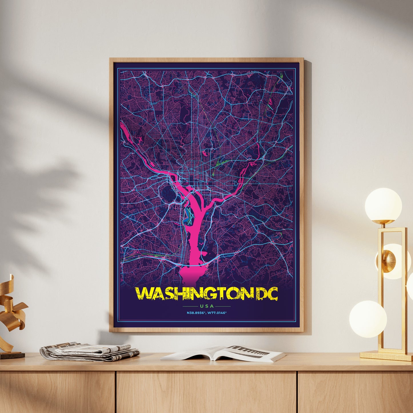 Washington DC Cyberpunk Map Poster