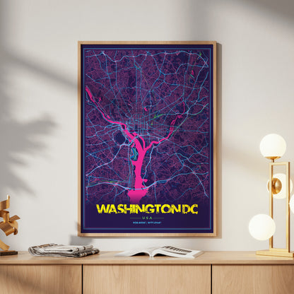 Washington DC Cyberpunk Map Poster
