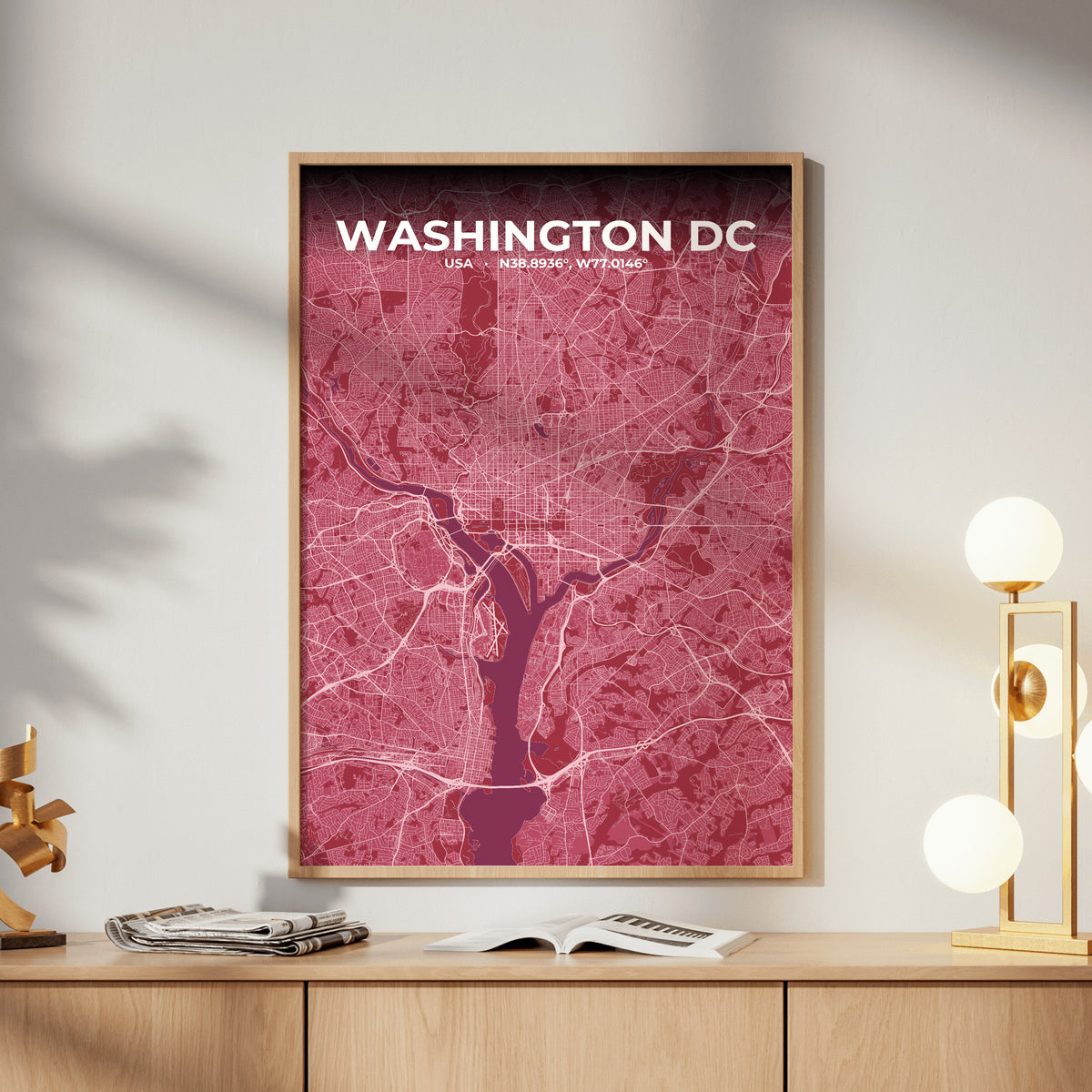 Washington DC Scarlet Map Poster