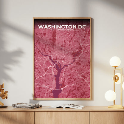 Washington DC Scarlet Map Poster