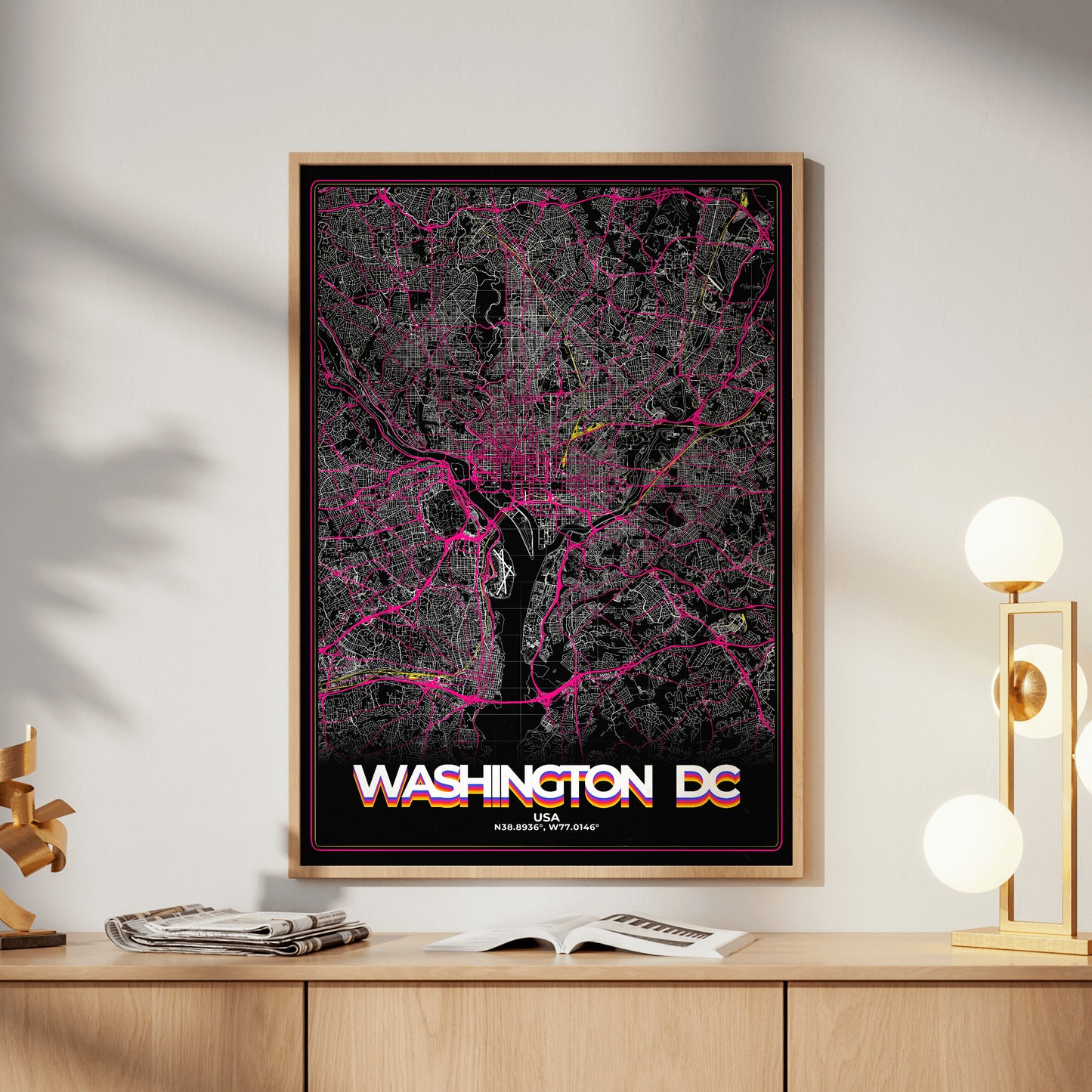 Washington DC Retro Map Poster