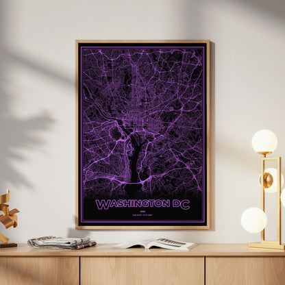 Washington DC Phosphor Map Poster - EGA Violet