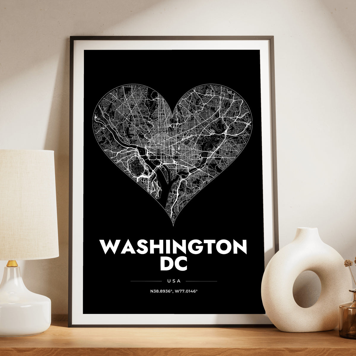 Washington DC Heart Map Poster