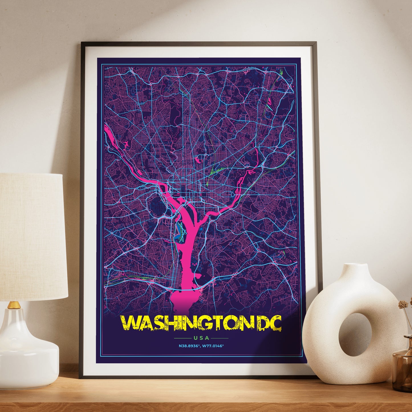 Washington DC Cyberpunk Map Poster