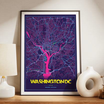 Washington DC Cyberpunk Map Poster