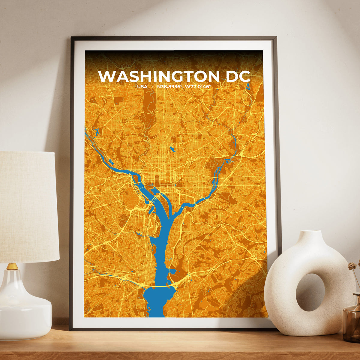 Washington DC Scorch Map Poster