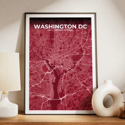 Washington DC Garnet Map Poster