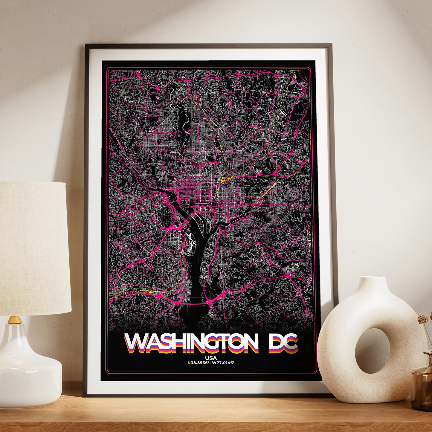 Washington DC Retro Map Poster