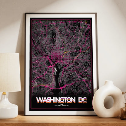 Washington DC Retro Map Poster