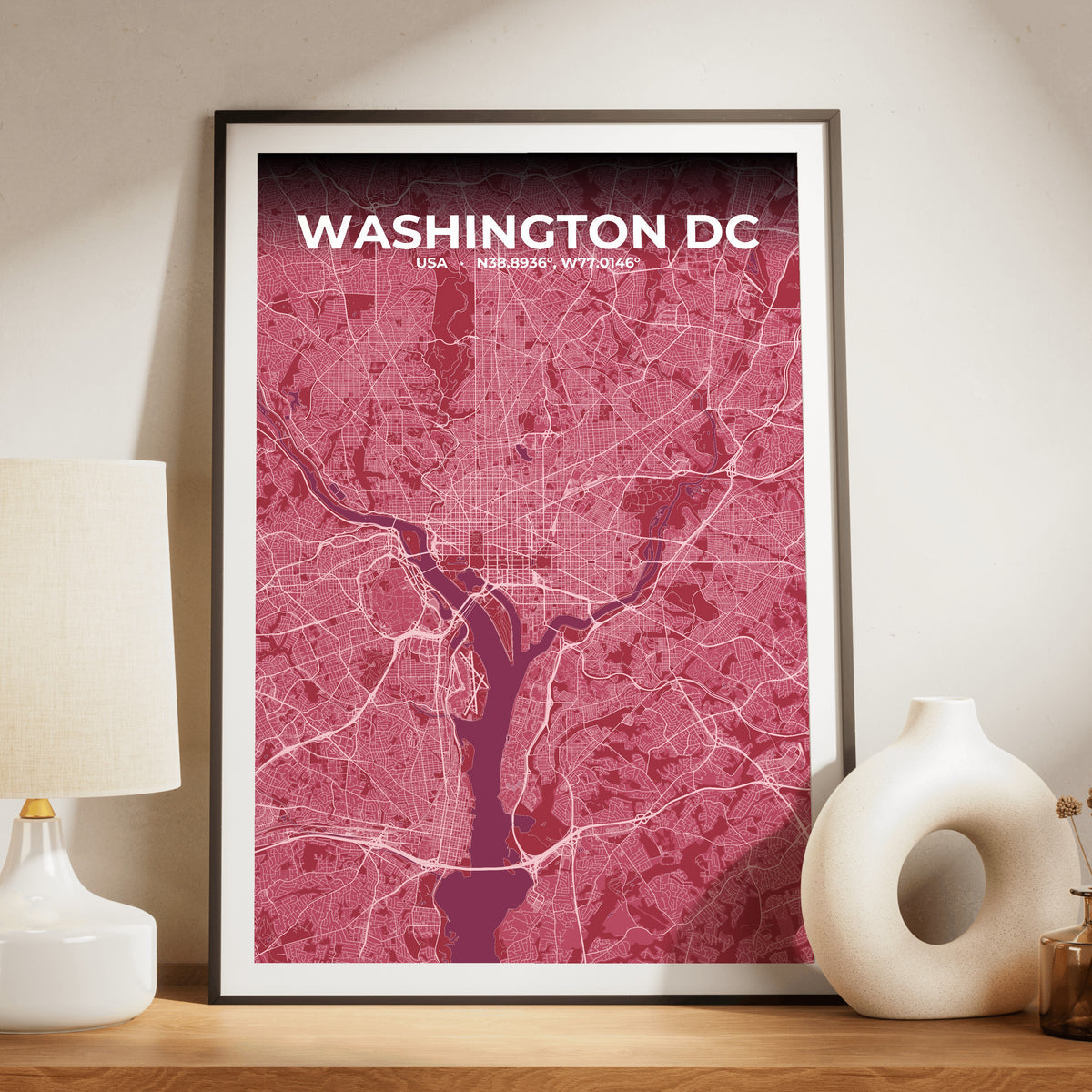 Washington DC Scarlet Map Poster