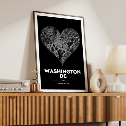 Washington DC Heart Map Poster