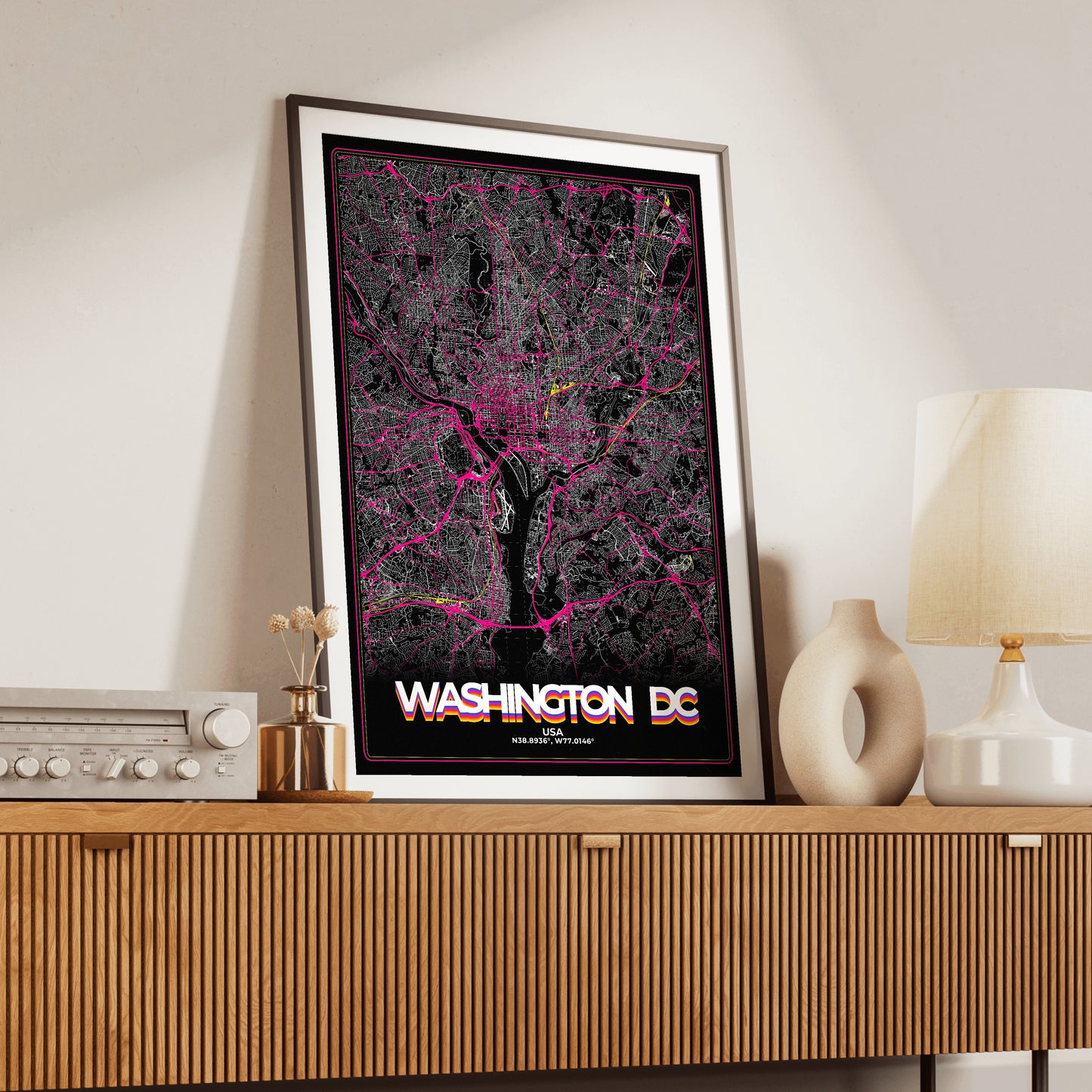 Washington DC Retro Map Poster
