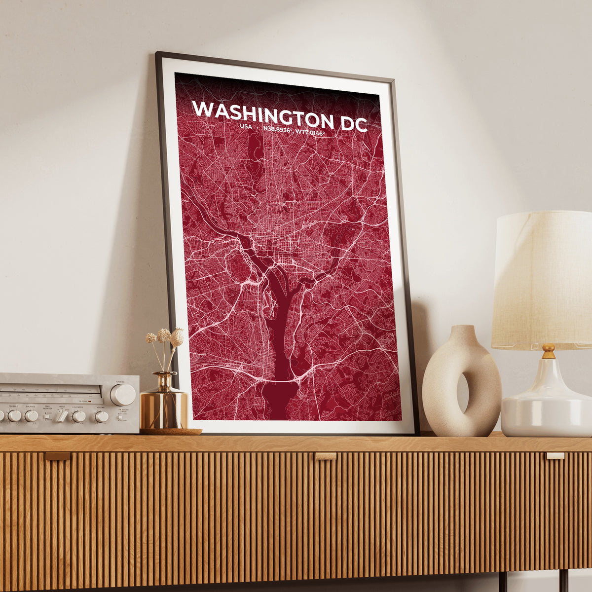 Washington DC Garnet Map Poster