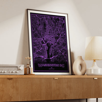 Washington DC Phosphor Map Poster - EGA Violet
