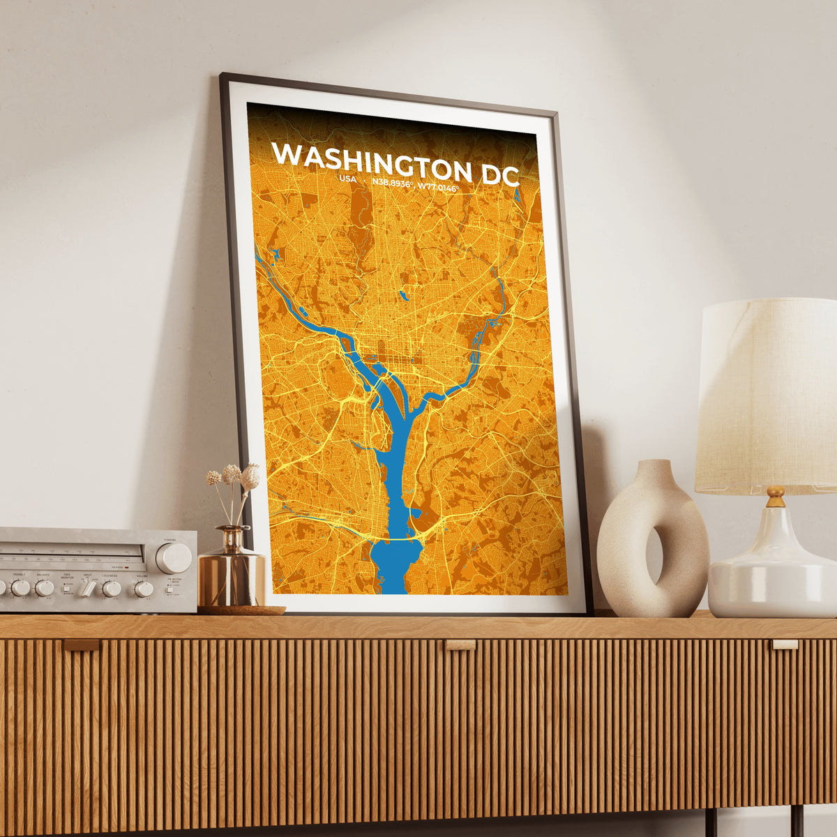 Washington DC Scorch Map Poster