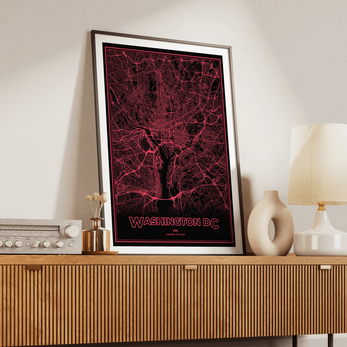 Washington DC Phosphor Map Poster - System Alert