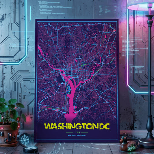 Washington DC Cyberpunk Map Poster