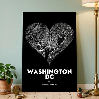 Washington DC Heart Map Poster