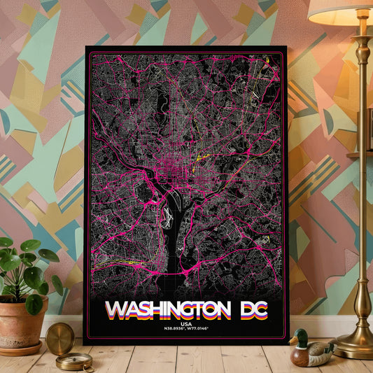 Washington DC Retro Map Poster