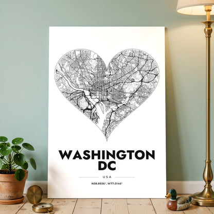 Washington DC Heart Map Poster