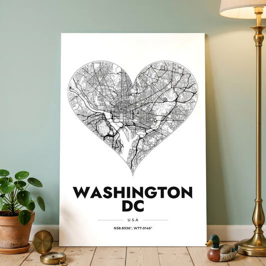 Washington DC Heart Map Poster