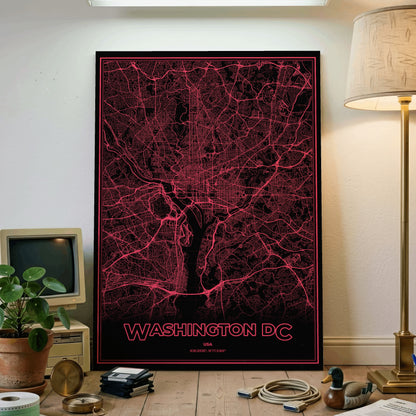 Washington DC Phosphor Map Poster - System Alert