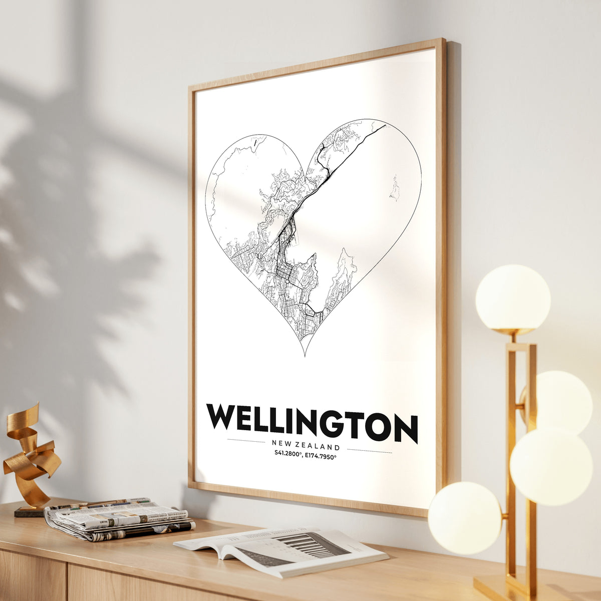 Wellington Heart Map Poster