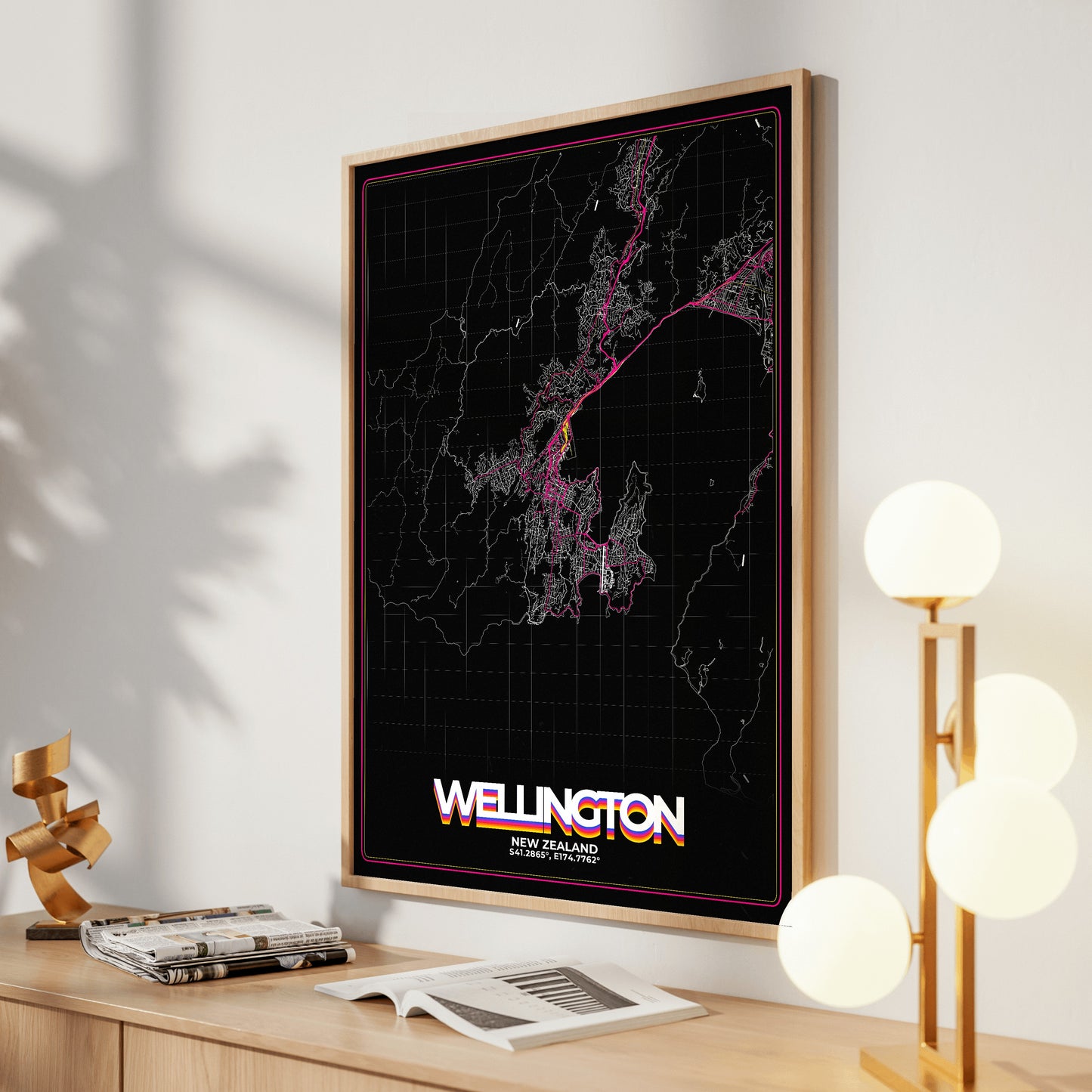 Wellington Retro Map Poster