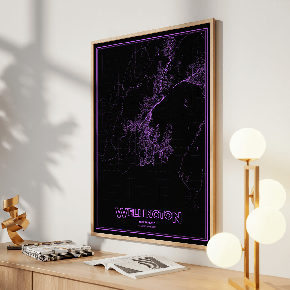 Wellington Phosphor Map Poster - EGA Violet