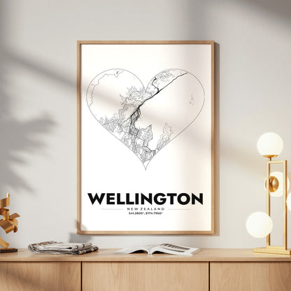 Wellington Heart Map Poster