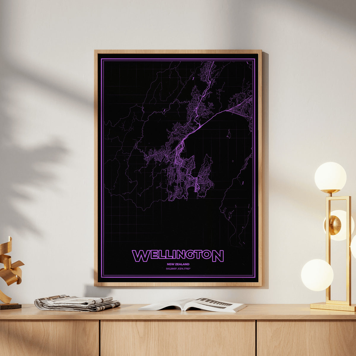 Wellington Phosphor Map Poster - EGA Violet