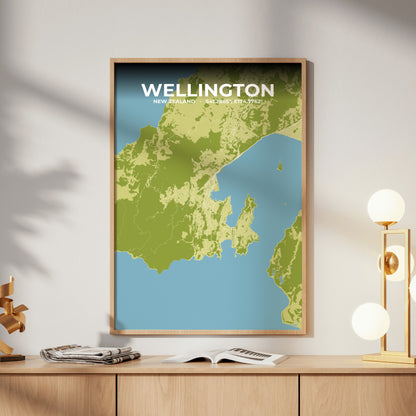 Wellington Fern Map Poster