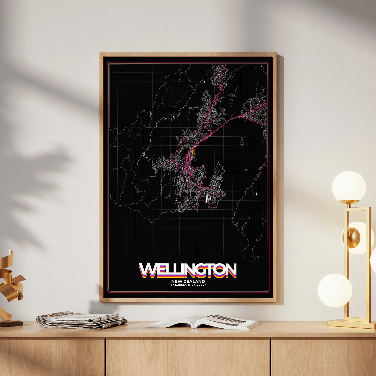 Wellington Retro Map Poster