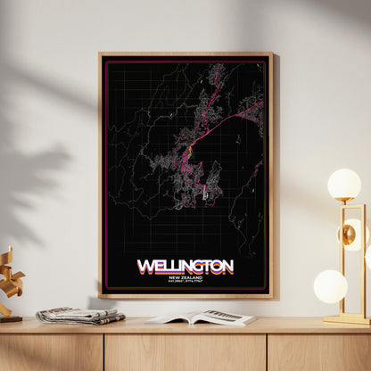 Wellington Retro Map Poster