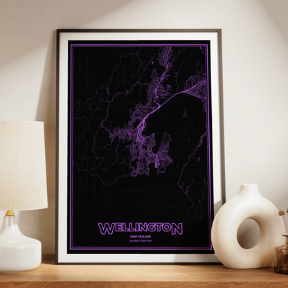 Wellington Phosphor Map Poster - EGA Violet