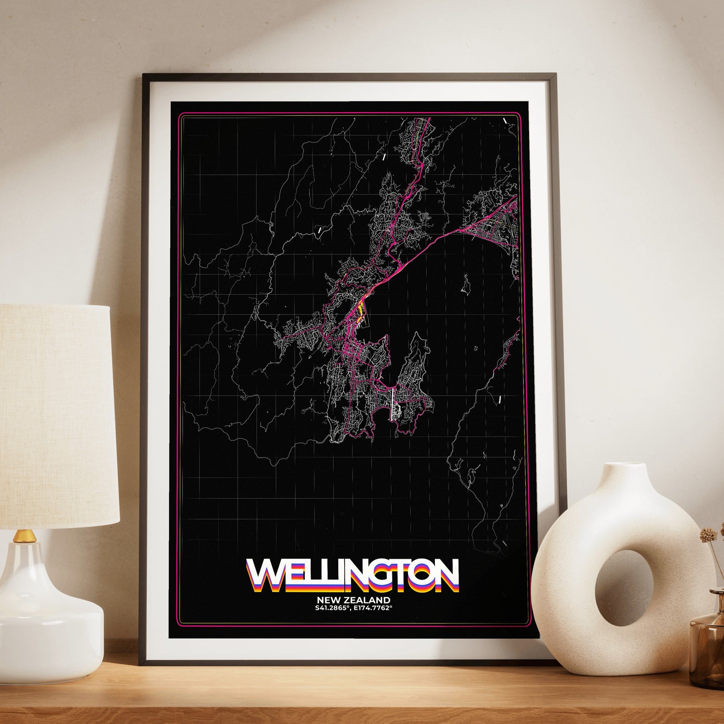 Wellington Retro Map Poster