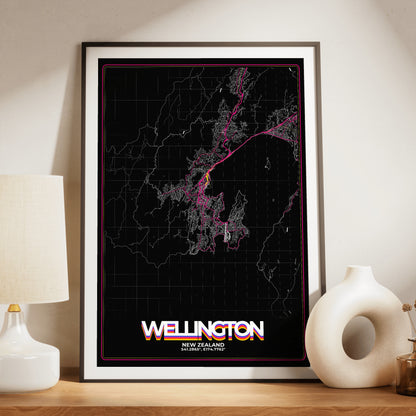 Wellington Retro Map Poster