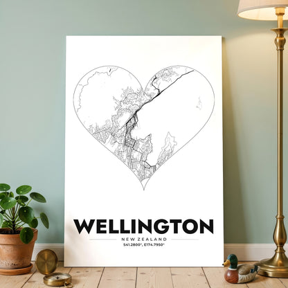 Wellington Heart Map Poster
