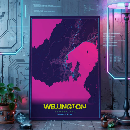 Wellington Cyberpunk Map Poster