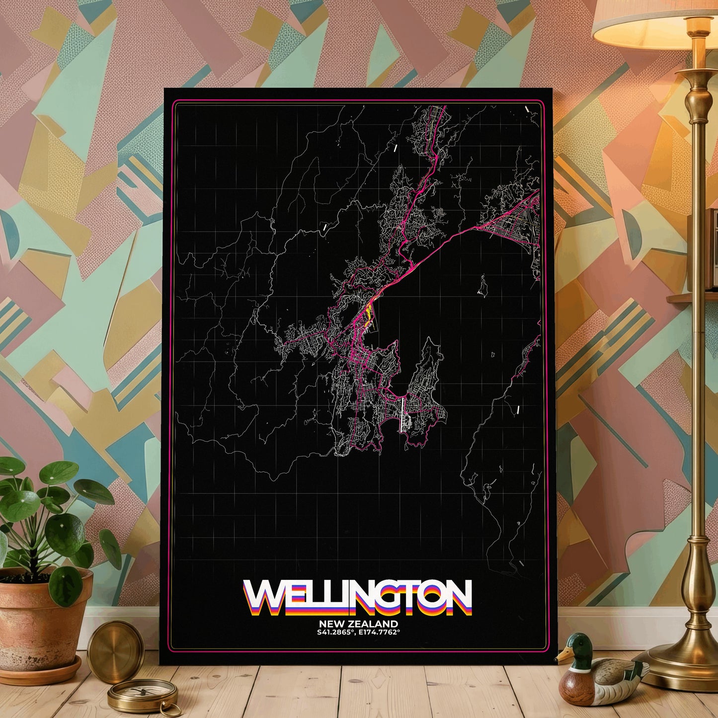 Wellington Retro Map Poster