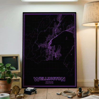 Wellington Phosphor Map Poster - EGA Violet