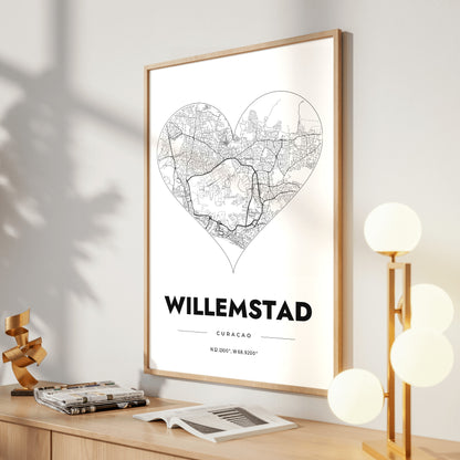 Willemstad Heart Map Poster