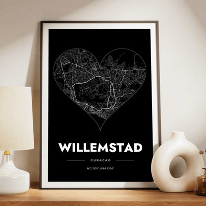 Willemstad Heart Map Poster