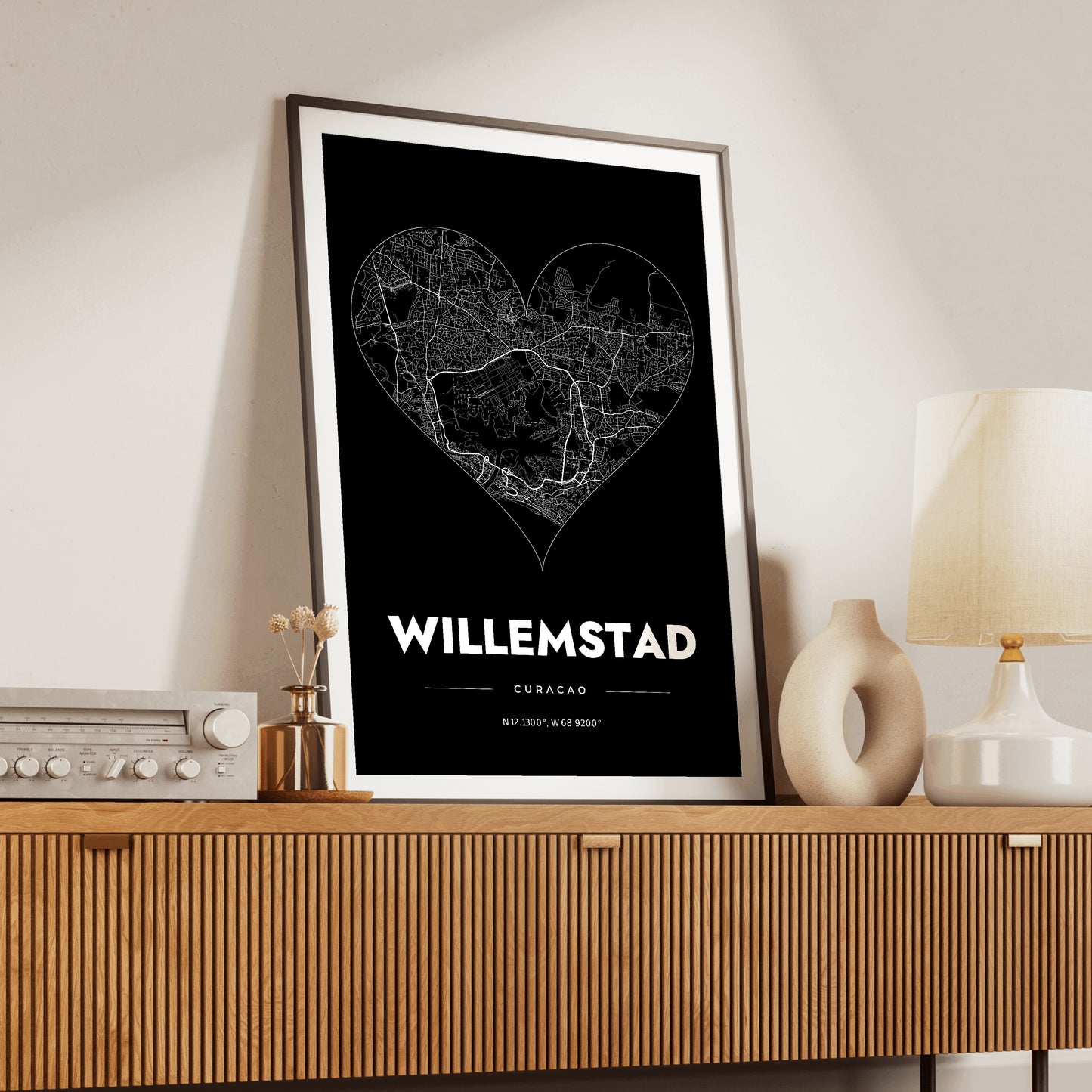 Willemstad Heart Map Poster