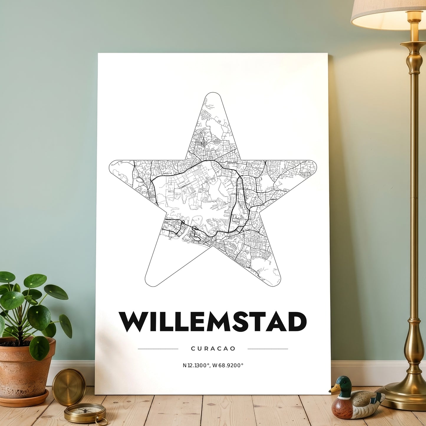 Willemstad Star Map Poster