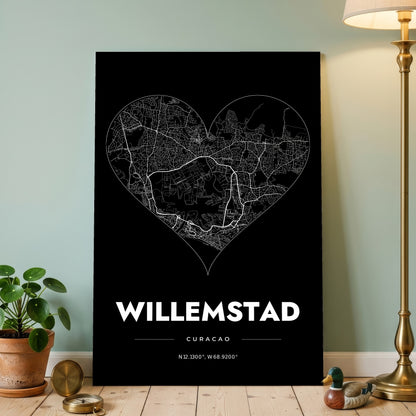 Willemstad Heart Map Poster