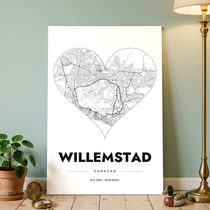 Willemstad Heart Map Poster