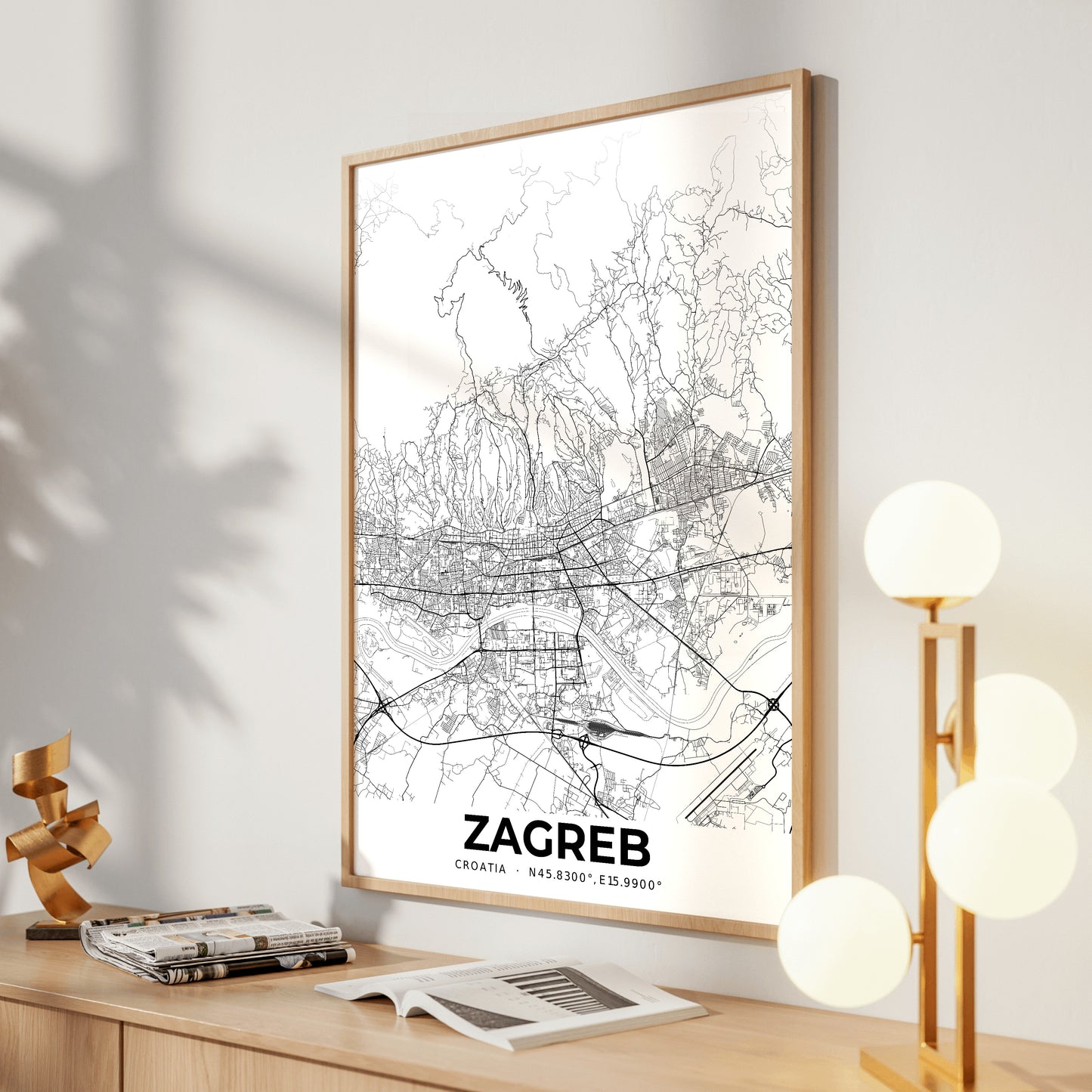 Zagreb Elegant Map Poster