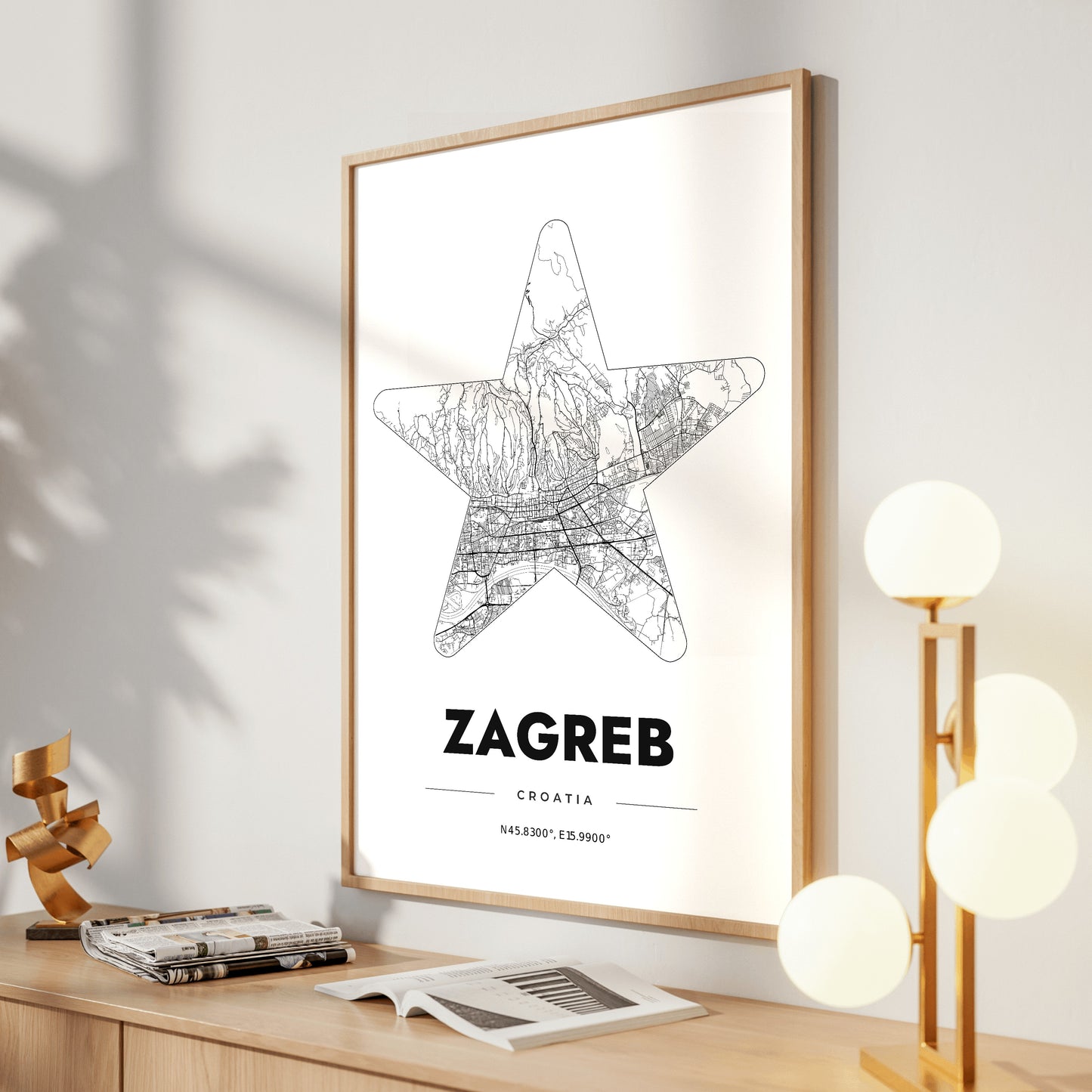 Zagreb Star Map Poster